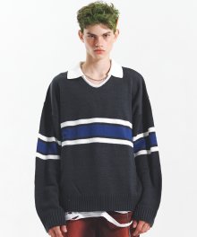 Academy Collar Sweater(CHARCOAL)
