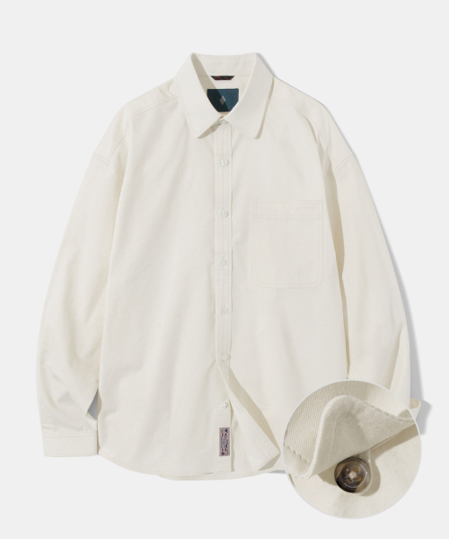 Double Stitch Button-Down Semi Oversized Fit Shirt S129 - Off White