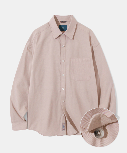 Double Stitch Button-Down Semi Oversized Fit Shirt S129 - Dusty Pink