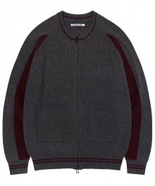KNIT ZIP UP CARDIGAN [CHARCOAL GRAY]