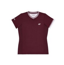 235TS016F 버건디 여성용 파이핑 디테일 반팔 티셔츠