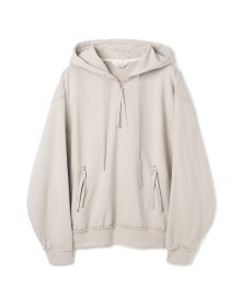 half zip up hoodie beige