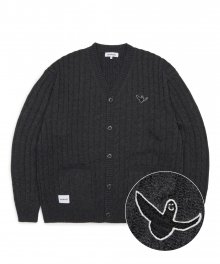 ANGEL WAPPEN CABLE CARDIGAN - CHARCOAL