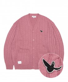ANGEL WAPPEN CABLE CARDIGAN - PINK