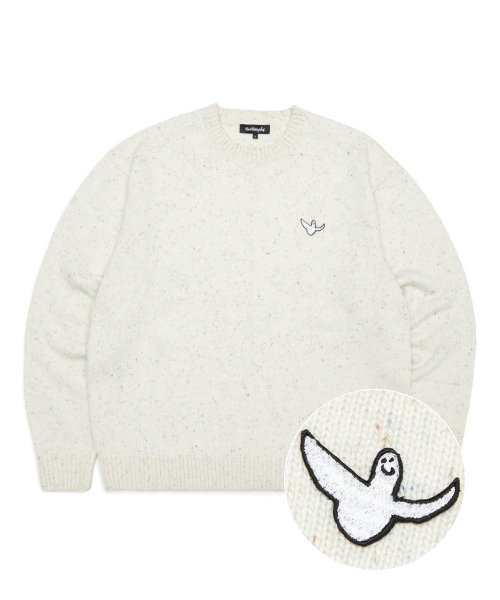 スウェット・トレーナー Mark Gonzales ANGEL WAPPEN NEP YARN KNIT SWEATER 마크곤잘레스(MARK GONZALES) ANGEL WAPPEN NEP YARN KNIT