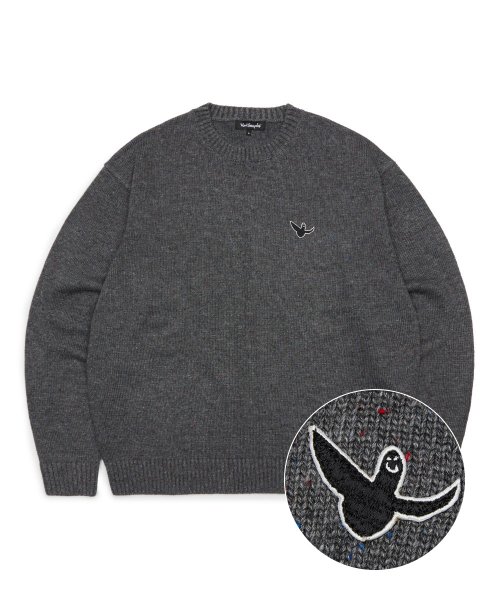 スウェット・トレーナー Mark Gonzales ANGEL WAPPEN NEP YARN KNIT SWEATER ANGEL WAPPEN NEP YARN KNIT SWEATER - NAVY - 마크곤잘레스