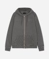 KNIT MIXED HOODIE ZIP UP PG CHARCOAL