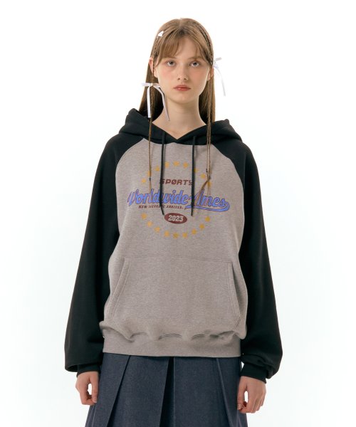 SURROUNDING STAR RAGLAN HOODIE GREY (AM2DFUM404A)
