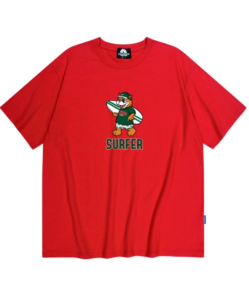 Musinsa Tripshion Green Surfer Cat Graphic T Shirt Red