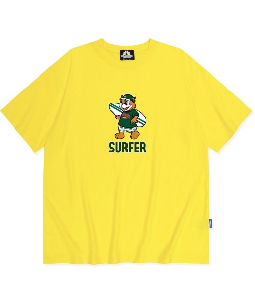 Musinsa Tripshion Green Surfer Cat Graphic T Shirt Yellow