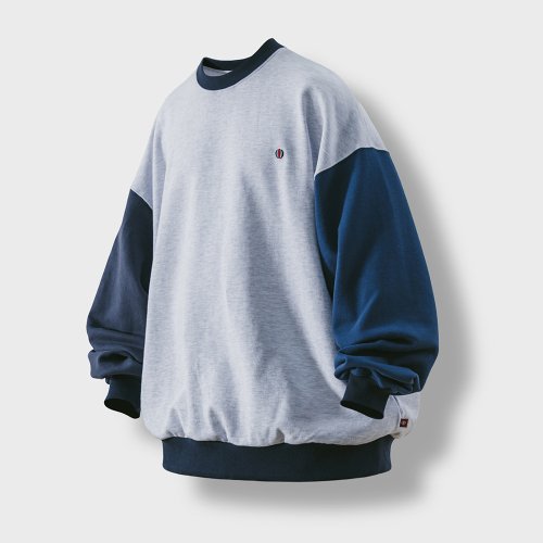 MUSINSA | アングラン Multi Color Wappen Sweat Shirt - White Melange