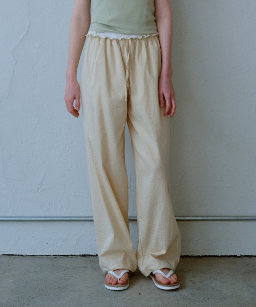 MUSINSA | POSZER Seersucker banding pants (beige)