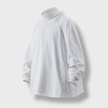 Oval Incision Turtle Neck Long Sleeve - White