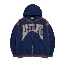 FRONT FULL LOGO SPRAY WASHING HOODIE ZIP UP NAVY