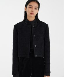 Cropped Tweed Jacket - Black