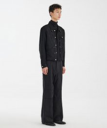 Cut-Off Flared Pants - Black