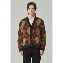 argyle pattern v-neck sweater CWWAW23703GRX