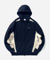 [ONEMILE WEAR] FABRIC MIXED HOODED ZIP UP NAVY