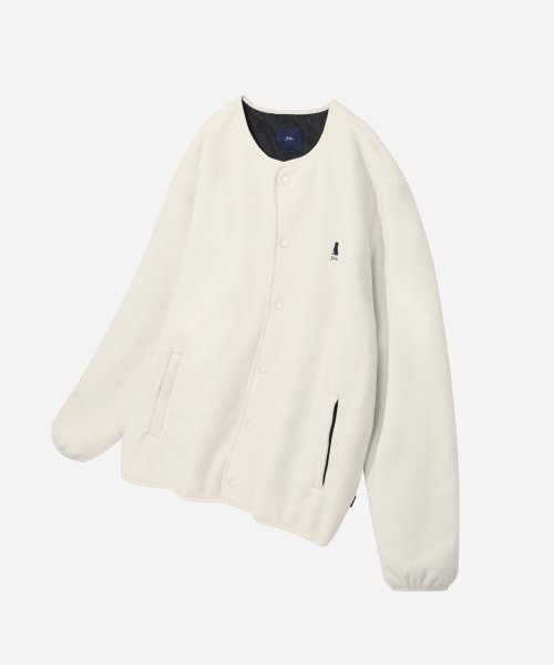 MUSINSA YALE HERITAGE DAN COLLARLESS FLEECE JACKET IVORY