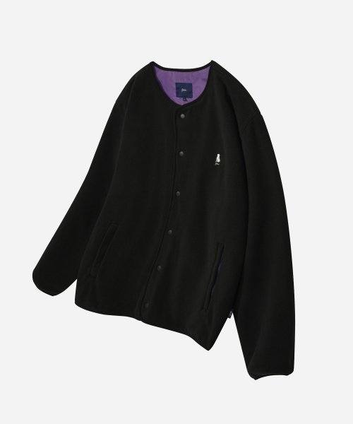 MUSINSA YALE HERITAGE DAN COLLARLESS FLEECE JACKET BLACK