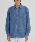 [WHITE] CANDIANI RELAXED DENIM SHIRTS (MID BLUE)