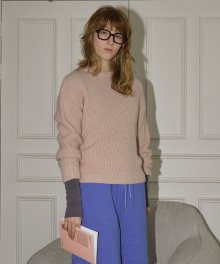 WAFFLE KNIT PULLOVER - PINK