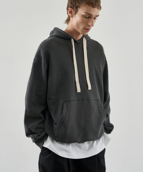 Худи с пигментным окрашиванием и завязками [CHACOAL]