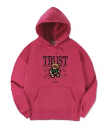 Trust Bear 오버핏 기모 후드 티셔츠 AHP1008 (핑크)