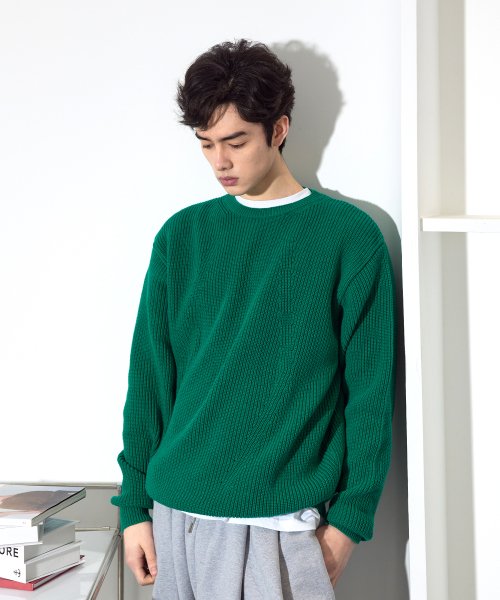 Круглый вязаный джемпер в дырочку Green