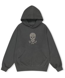 Y.E.S Skull Pigment Hoodie Charcoal