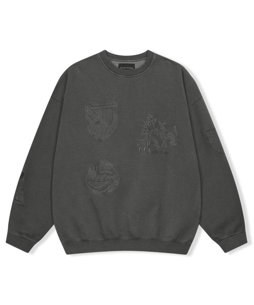 ●YESEYESEE● YES Pigment Embroidery Sweatshirt Charcoal YS2 yeseyesee® :: Y.E.S Skull Pigment Hoodie Charcoal