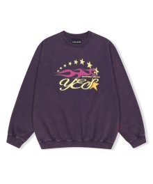 Y.E.S Cracked Flame Logo Sweatshirt Deep Purple