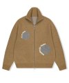 Y.E.S Dice Full Zip-up Knit Cardigan Coffee