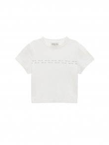 DOUBLE LINE LOGO CROP TOP IN WHITE
