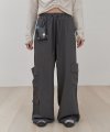 low-waist wide cargo pants (Charcoal)