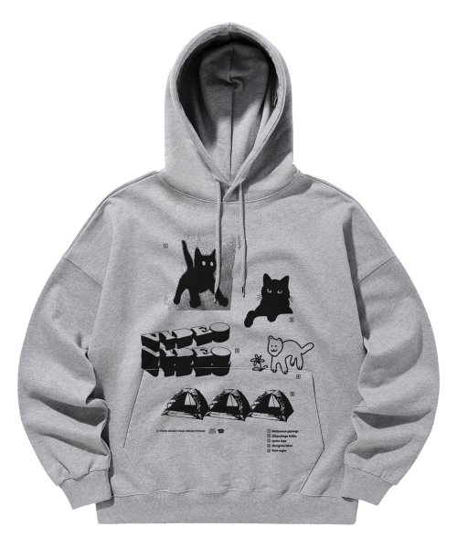 MUSINSA VIDEO JOCKEY Hipster hoodie. Melange Gray