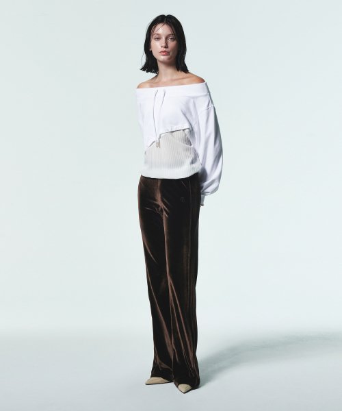 VELVET BANDING BOOTCUT PANTS [DARK BROWN]