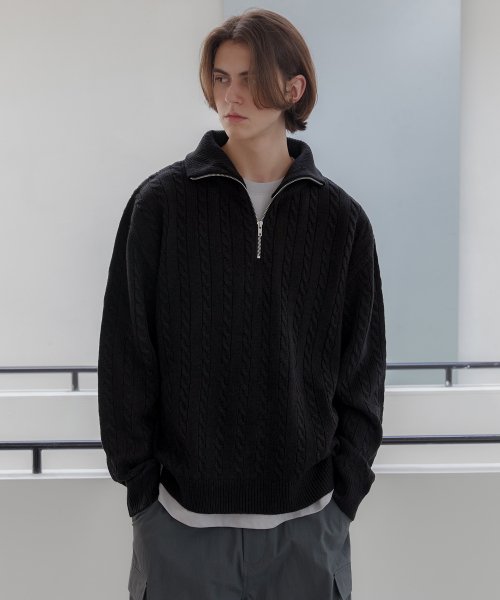 Black half zip up sweater sale