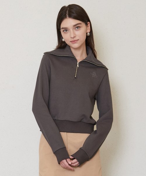 Свитшот на молнии half-zip_Khaki Brown