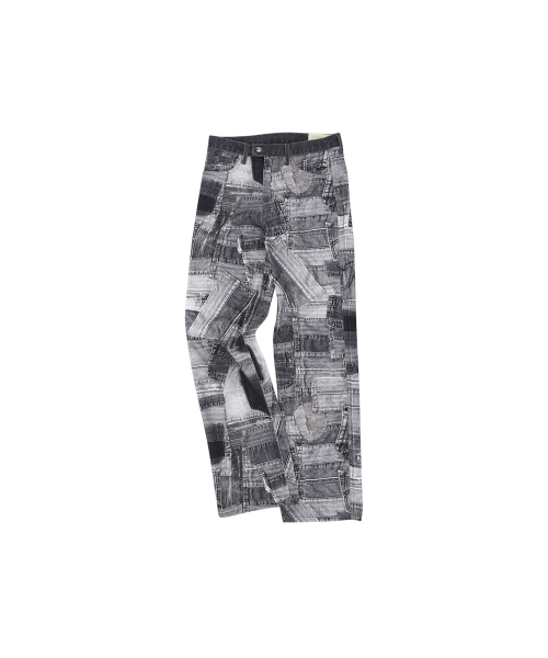 BRNO PATCHWORK PRINTED WIDE JEANS apa683m(BLACK)