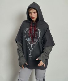 Necklace Layered Hoodie Charcoal
