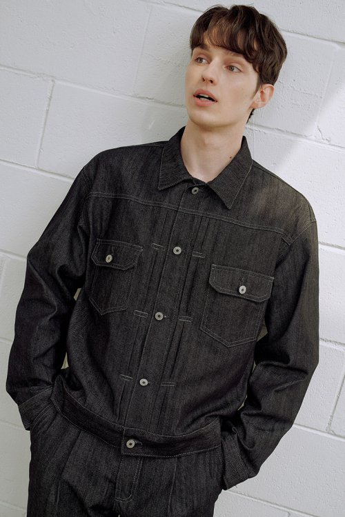 Джинсовый тракер 707 с одной складкой, не линяет - Black Denim