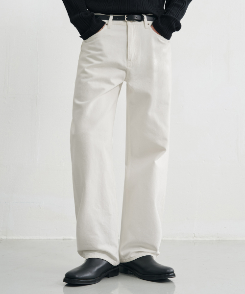 USUAL SEMI-WIDE DENIM PANTS [WHITE]