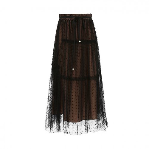 MUSINSA | SOUP Dot shirring pleated skirt (SW9SRM1)