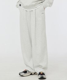 BASIC LOGO ONE TUCK SEMI WIDE PANTS (OATMEAL GREY) [LRSFCPA708M]