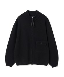 zip up wool cardigan black