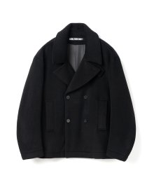 button up collar pea coat black