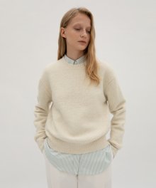 Pullover Round Wool Knit - Cream