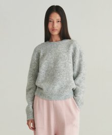 Pullover Round Wool Knit - Melange grey