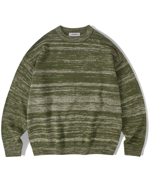 MUSINSA | FILLUMINATE Two-tone round knit - khaki